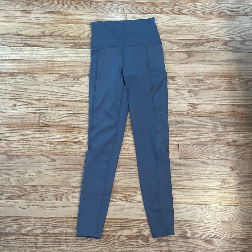Grey Athletic Leggings With Pockets